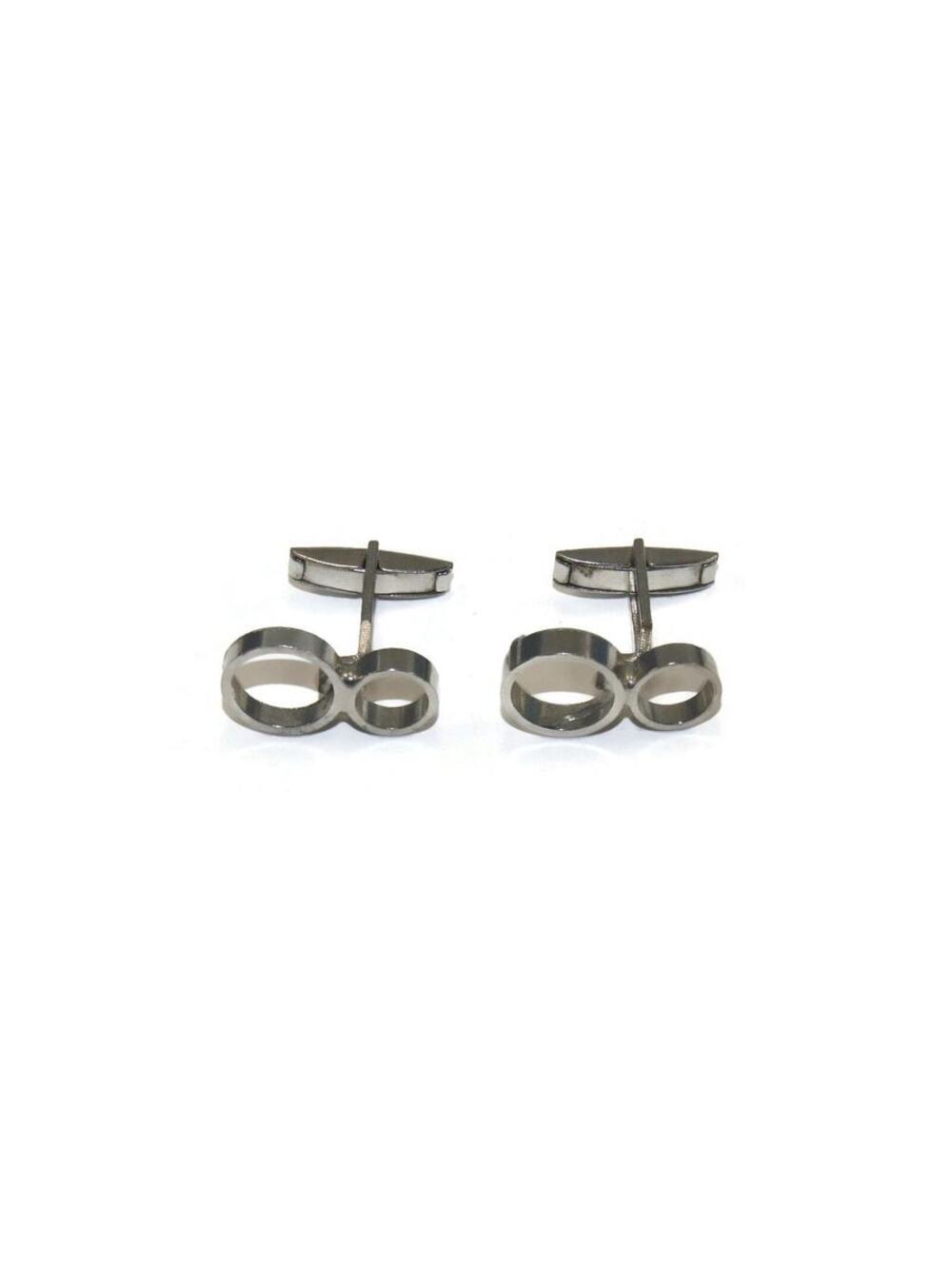 Vintage Silver Tone Double Circle Cuff Links.